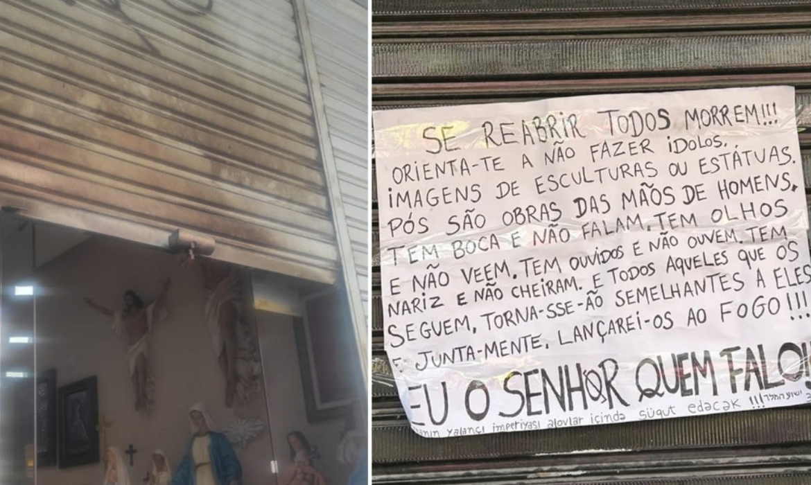 Ataque a lojas religiosas: pol&iacute;cia investiga amea&ccedil;as
